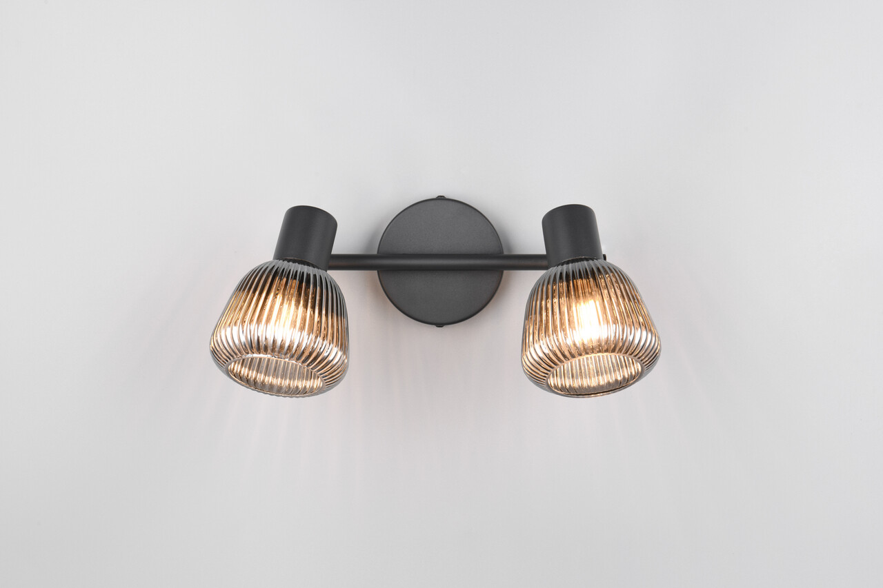 Plafoniera Tarifa, TRIO, 29.5x19 cm, 10W, 2x E14, metal, negru mat/argintiu - imagine 5